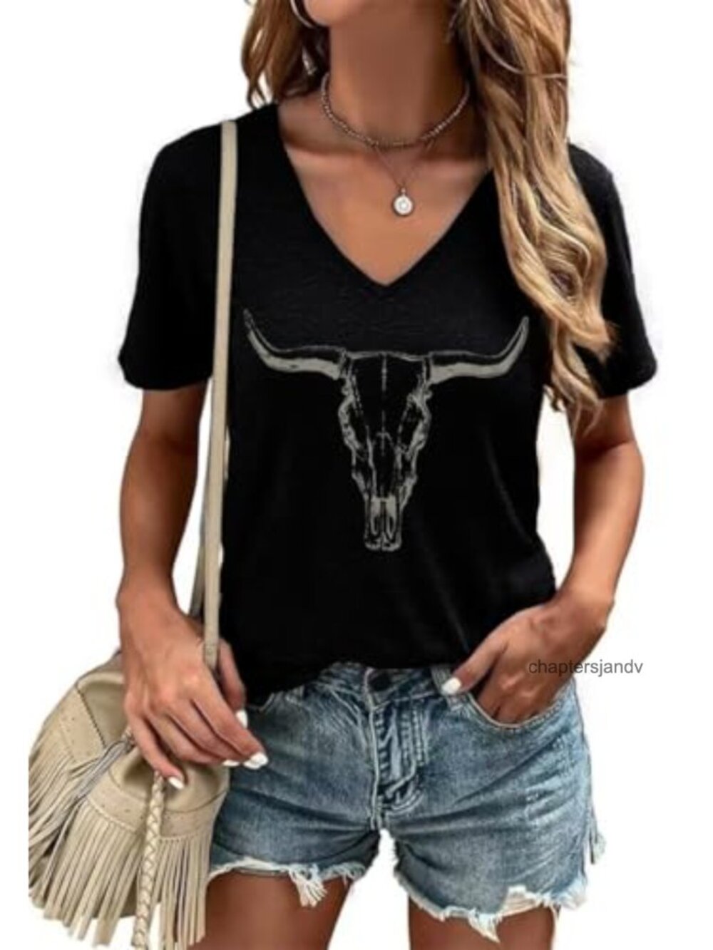 Women's V-Neck Graphic Tee Floral Boho Short Sleeve Casual Beach Summer Top